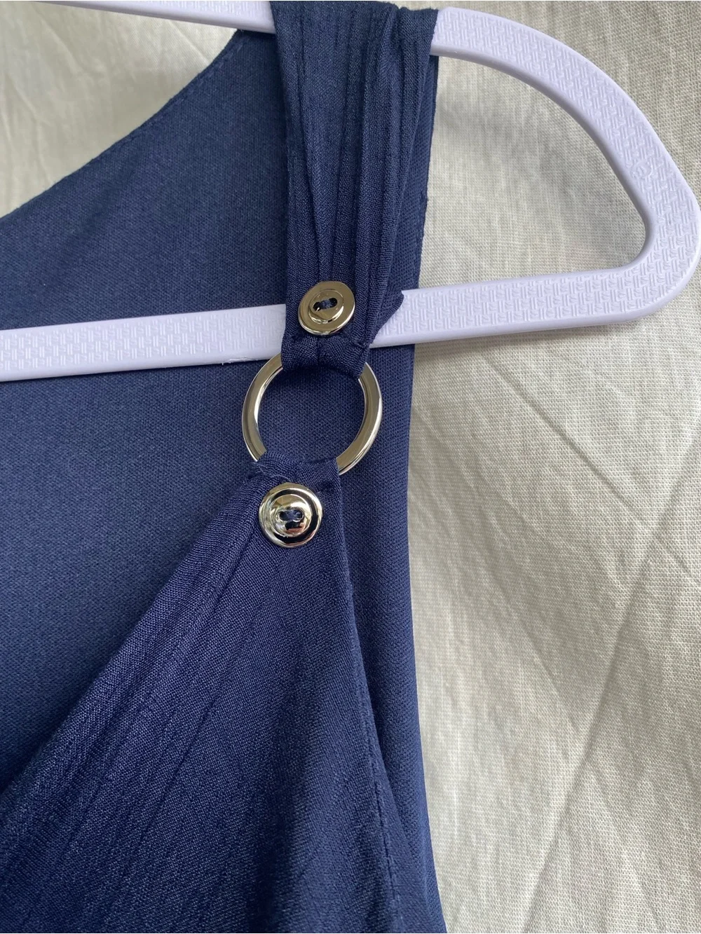 Joseph Ribkoff Navy Cocktail Dress Asymmetrical Hem Size 16 - Picture 6 of 11